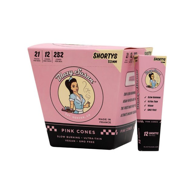 BLAZY SUSAN SHORTYS 53MM PINK CONES 12CT BOX OF 21