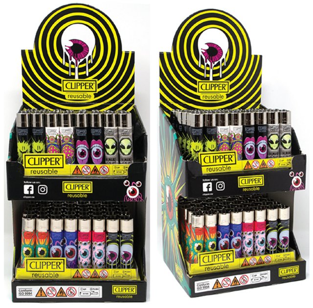 CLIPPER LIGHTER 2 TIER PSYCHODELIC 96CT DISPLAY