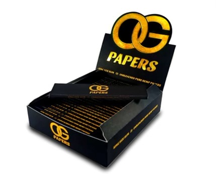 OG PAPERS KING SIZE SLIM UNBLEACHED PURE HEMP PAPERS BOX OF 25