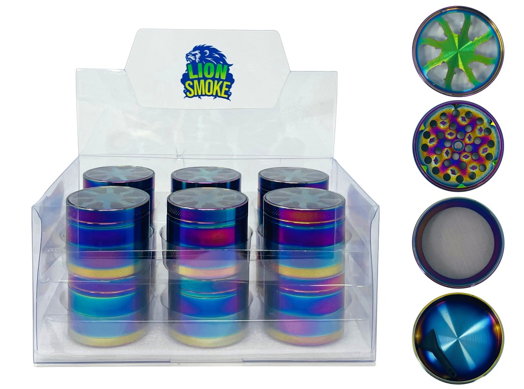LION SMOKE 4 PARTS TOBACCO GRINDER ZNG117 BOX OF 12