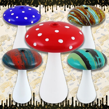 MUSHROOM SHAPE GLASS HAND PIPE