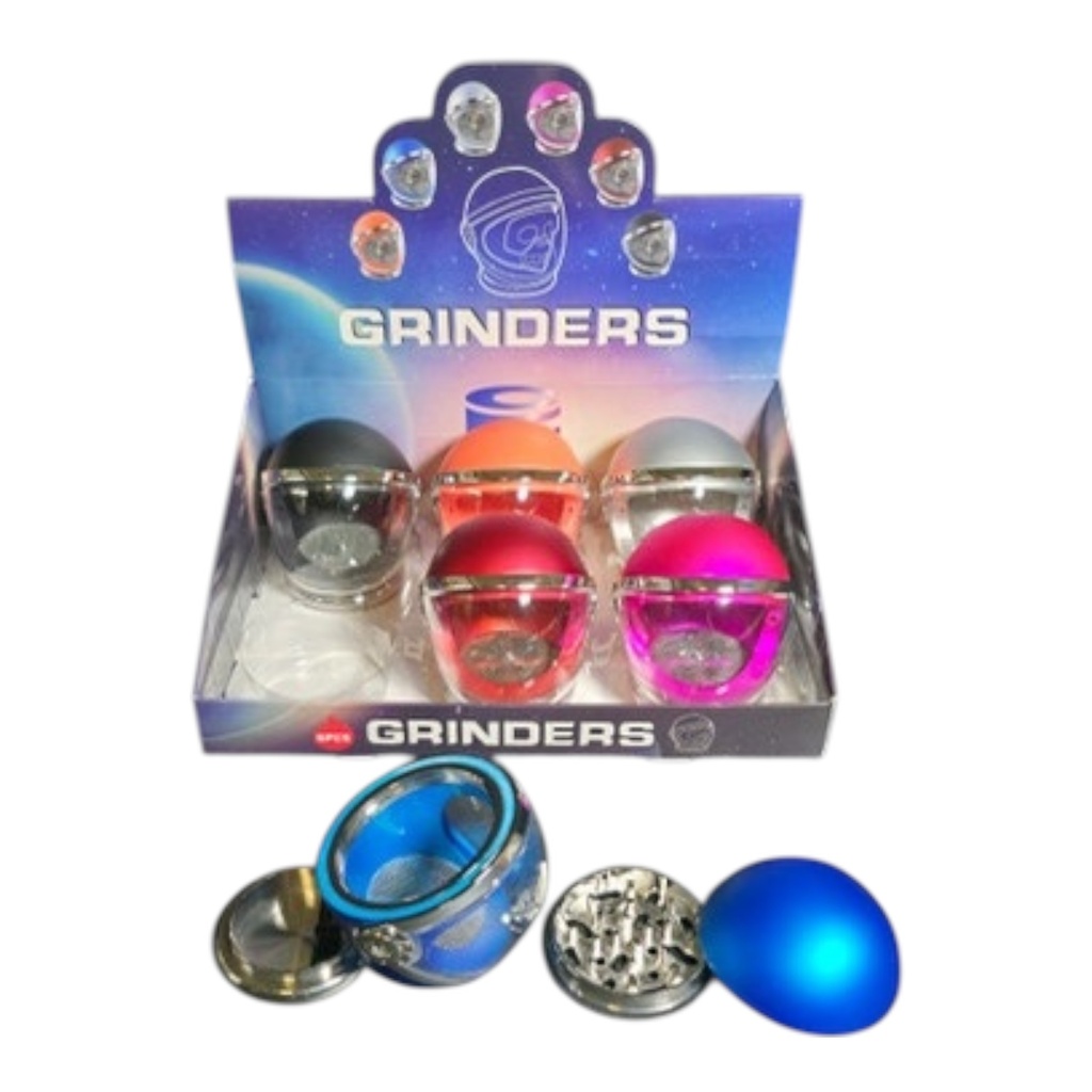 TOBACCO GRINDERS ASTRONAUT HELMET DESIGN 4 PARTS #CF-63416-1 BOX OF 6