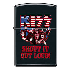 ZIPPO LIGHTER KISS BLACK SHOUT IT LOUD DESIGN