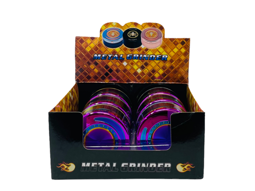 [INTREF01929] TOBACCO GRINDER 4 PARTS RAINBOW COLOR #TG4-90CHR-PLA BOX OF 6