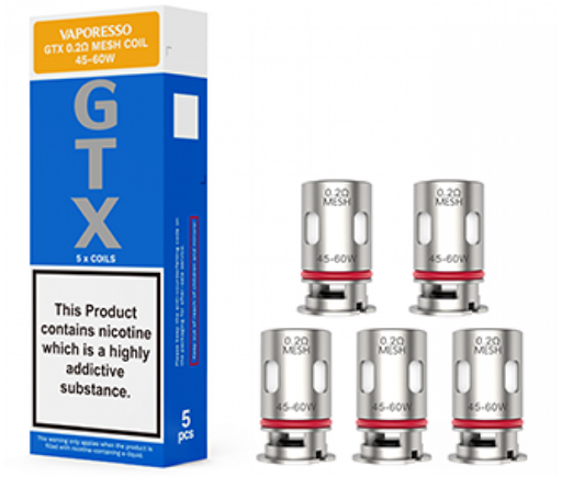 [ITM100321016713] VAPORESSO GTX 0.2OHM MESH COIL TRIPLE SILICON PROTECTION 5CT