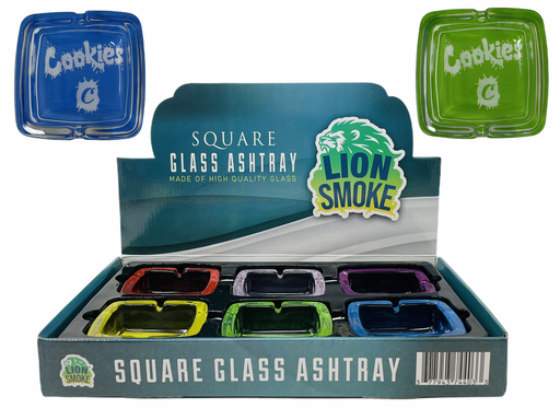 [ITM170621018733] LION SMOKE SQUARE ASHTRAY ASSORTED DESIGNS BOX OF 6