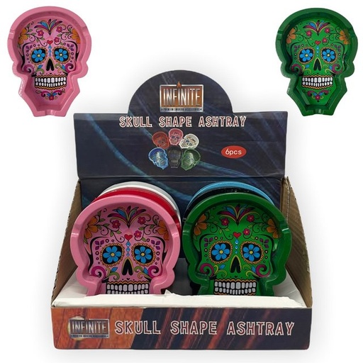 [ITM191121021796] INFINITE SKULL SHAPE ASHTRAY BOX OF 6 #JL-295S
