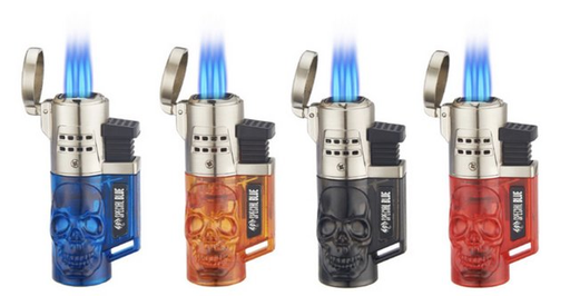 [ITM230620010087] SPECIAL BLUE SKULL 4 FLAME TORCH LIGHTER #LT132 BOX OF 12