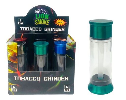 [LION-07261] LION SMOKE 5 PARTS TOBACCO GRINDER + CONE FILLER SOLID COLOR #LS44170 BOX OF 6