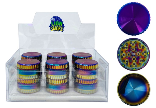 [LION-09074] LION SMOKE 3 PARTS TOBACCO GRINDER ZNG455 BOX OF 12