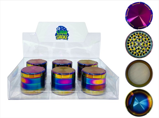 [LION-09119] LION SMOKE 4 PARTS TOBACCO GRINDER ZNG347 BOX OF 6