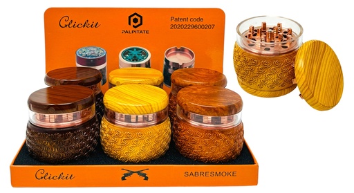 [PALP-20227] PALPITATE CLICKIT LARGE ROUND WOOD GRINDER 4 PARTS #MG-020 BOX OF 6