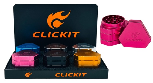 [PALP-25830] CLICKIT HEXAGON ALUMINUM GRINDER 4 PARTS #MG-115 BOX OF 6