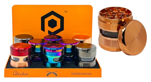 [PALP-25836] PALPITATE CLICKIT METAL GRINDER WITH WINDOW 4 PARTS #MG-037 BOX OF 8