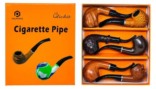 [PALP-25859] PALPITATE SHORT WOODEN CIGARETTE PIPE #PI-001 BOX OF 6