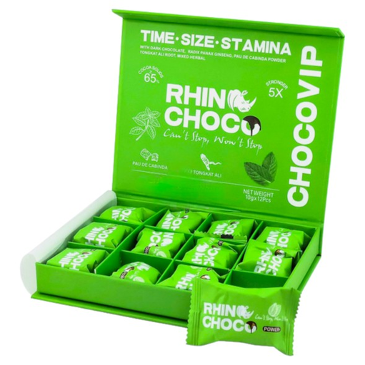 [RHIN-26818] GREEN RHINO CHOCO VIP SEXUAL ENHANCEMENT CHOCOLATE MINT 10G BOX OF 12