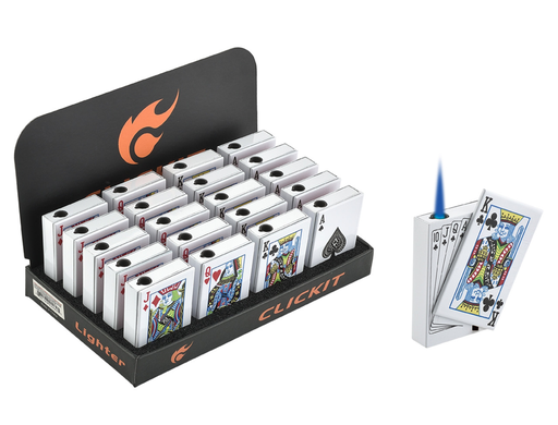[SABR-09043] CLICKIT PLAYING CARDS TORCH LIGHTER #GH-9289 BOX OF 20