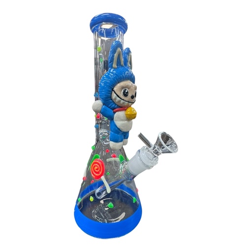 [Temp-HAM-000561] 10" GLOW IN THE DARK CANDY BUNNY BEAKER GLASS WATER PIPE ASSORTED DESIGNS #TZ224