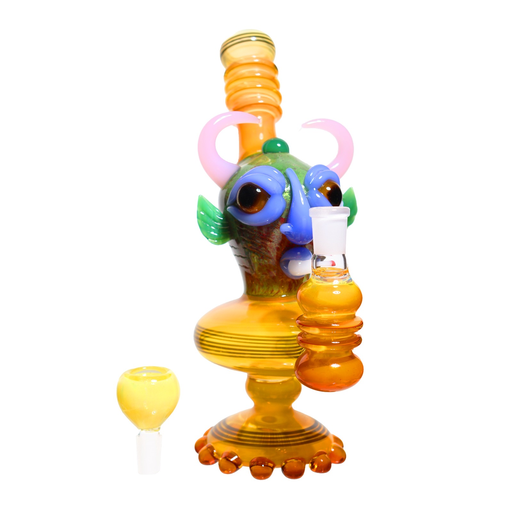 [Temp-HAM-000570] 10" SMOKING MONSTER GLASS BUBBLER FANCY ASSORTED COLORS