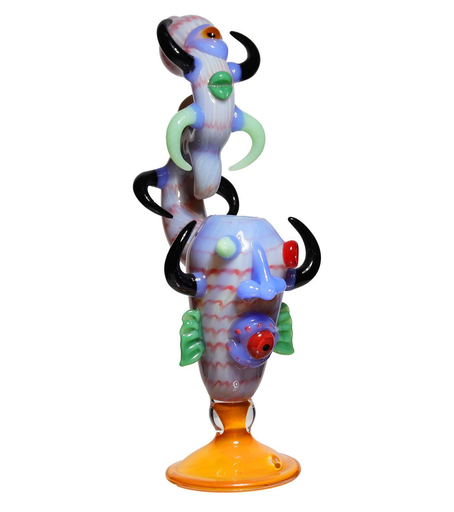 [Temp-HAM-000593] 13" MONSTER BUDDY GLASS BUBBLER FANCY ASSORTED COLORS