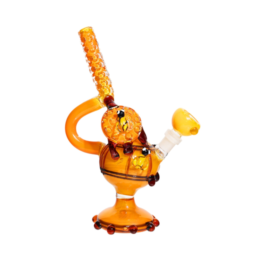 [Temp-HAM-000596] 13" TELESCOPE BEE GLASS FANCY BUBBLER ASSORTED COLORS