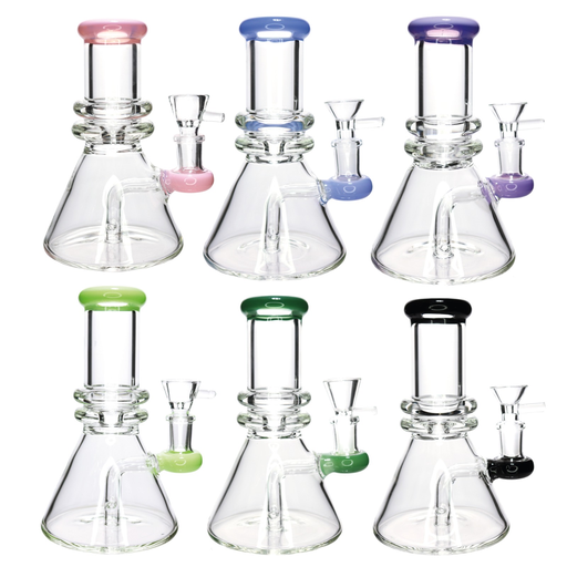 [Temp-HAM-000690] 8" HEAVY GLASS SLIME ONE TONE GLASS BEAKER BONG CLEAR MWP-130 ASSORTED COLOR