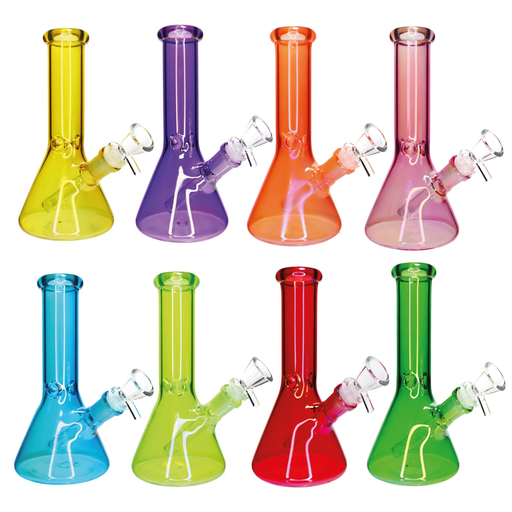 [Temp-HAM-000698] 8" UV GLASS BEAKER BONG MWP-140-B ASSORTED COLORS