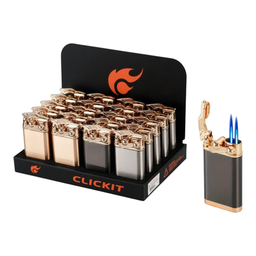 [Temp-HAM-001393] CLICKIT CLASSIC DOUBLE TORCH LIGHTER #GH-7267 BOX OF 20