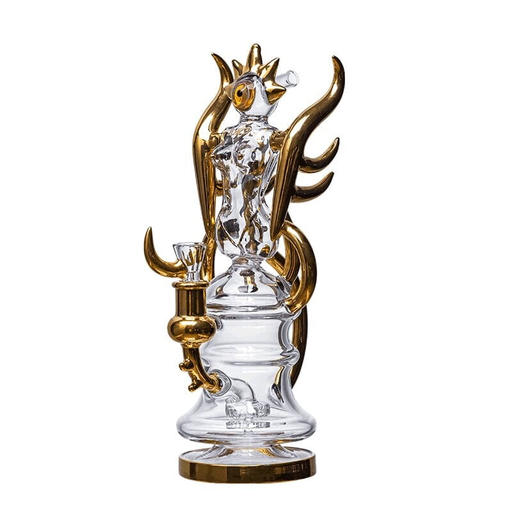 [Temp-HAM-002600] JUICYJ LEGENDARY 24K GOLD MEDUSA AINT GOT NOTHING ON ME GLASS WATER PIPE #JJ-272