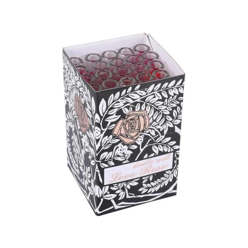 [Temp-HAM-003145] LOVE ROSE DOUBLE WALL GLASS 36CT BLACK BOX