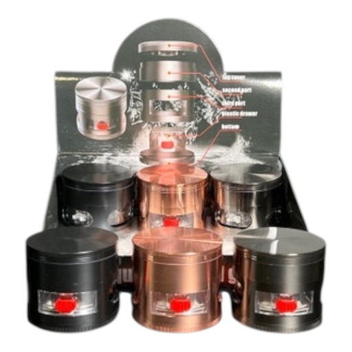 [Temp-HAM-003281] METAL GRINDER WITH SIDE WINDOW 4 PARTS #CGD-875PBKC-CT BOX OF 6