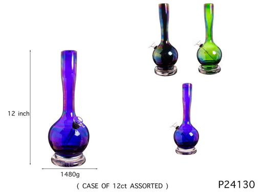 [Temp-HAM-003502] MYSTWAVE SOFT GLASS 12" WATER PIPE #GP24130 ASSORTED COLORS