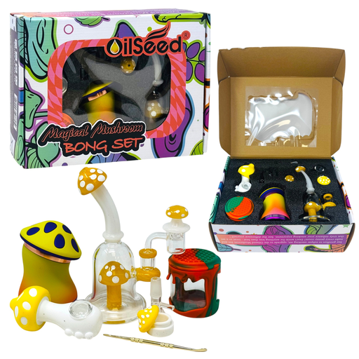 [Temp-HAM-003605] OILSEED MAGICAL MUSHROOM GLASS BONG SET #D610