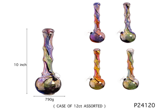 [Temp-HAM-004495] SOFT GLASS WATER PIPE 10" #GP24120 ASSORTED COLORS