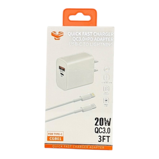 [Temp-HAM-005037] VITOG WALL COMBO USB-C TO LIGHTNING 20W 3FT CABLE